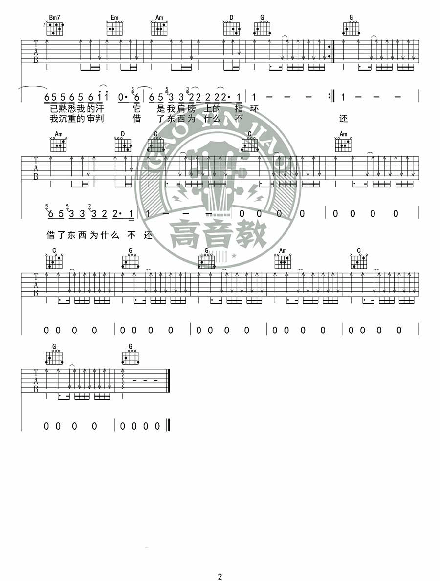 陈奕迅《你的背包》G调吉他谱