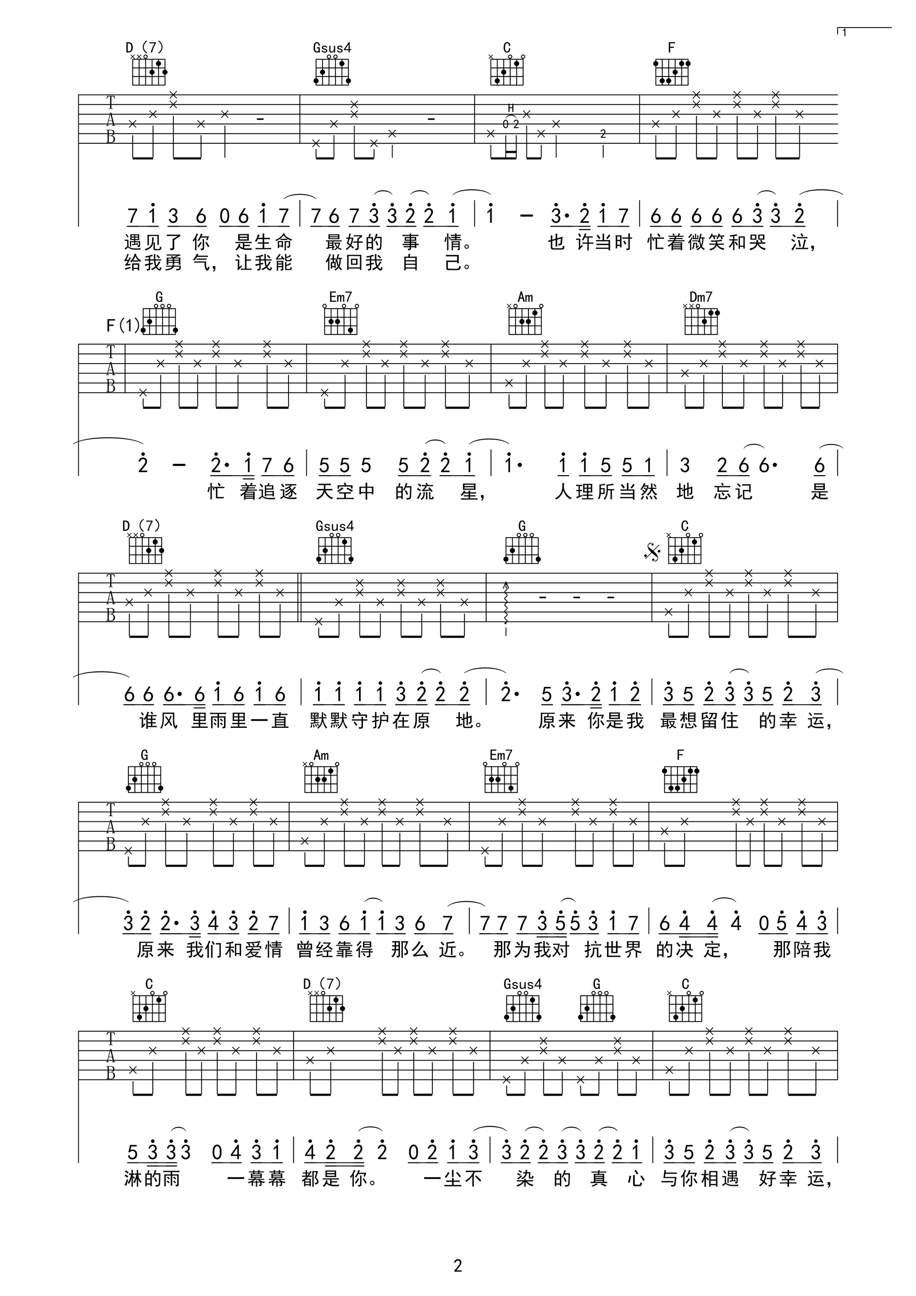 田馥甄《小幸运》吉他谱