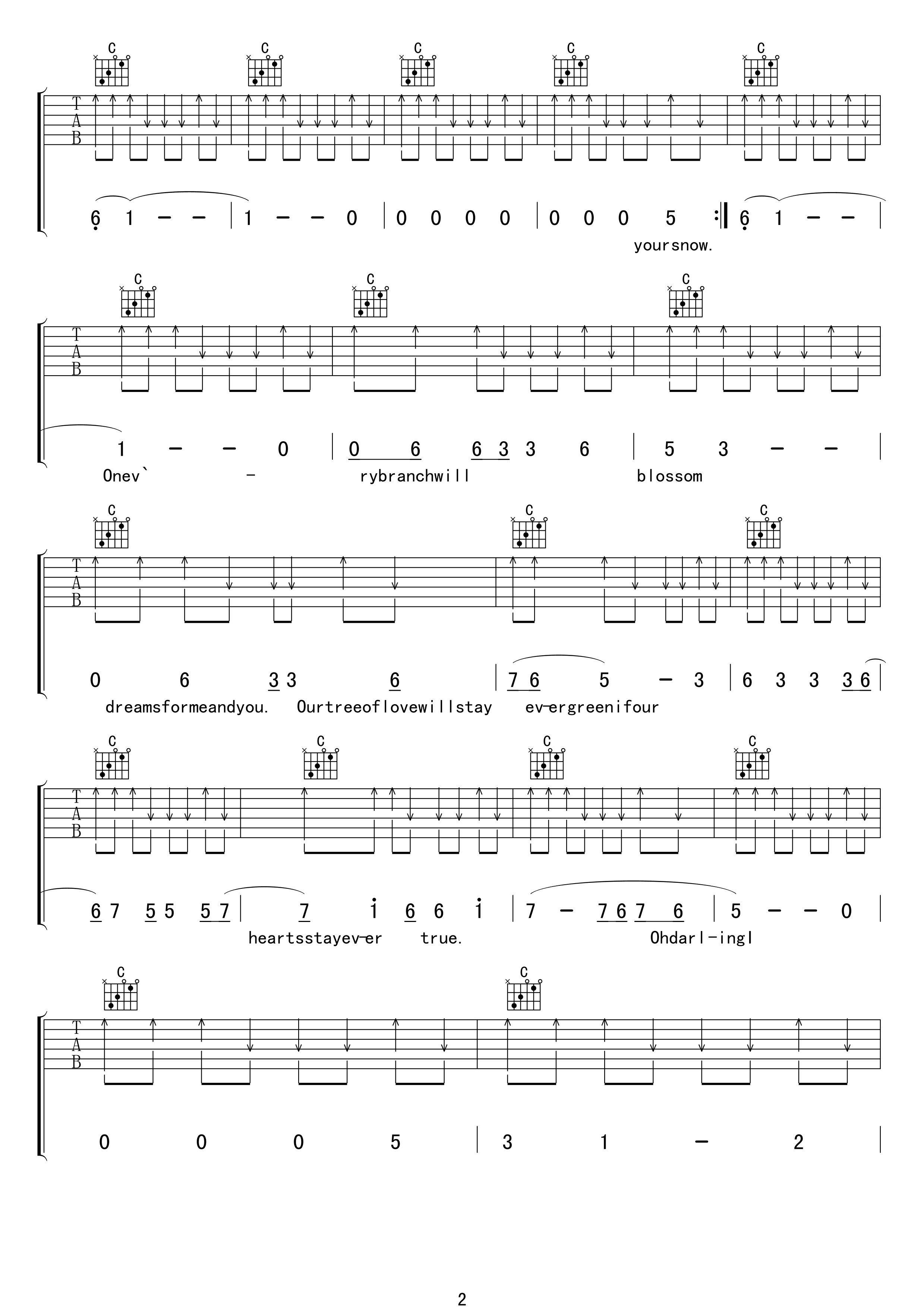 歌《Evergreen Tree cliff richard》吉他谱