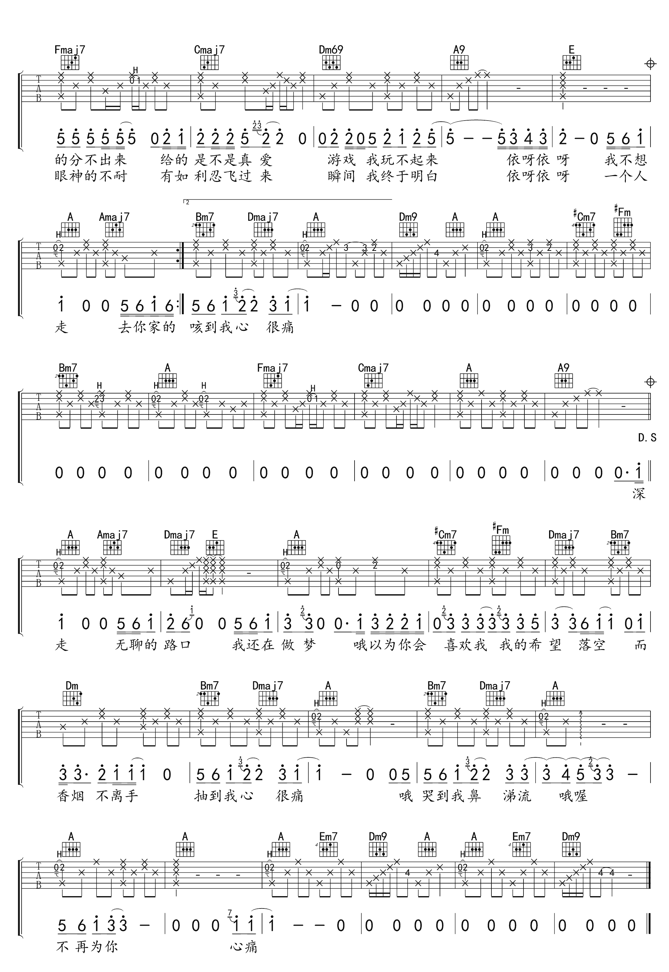 张震岳《路口》吉他谱