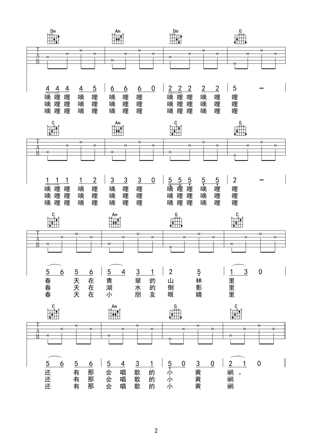 网络歌曲《嘀哩嘀哩》吉他谱