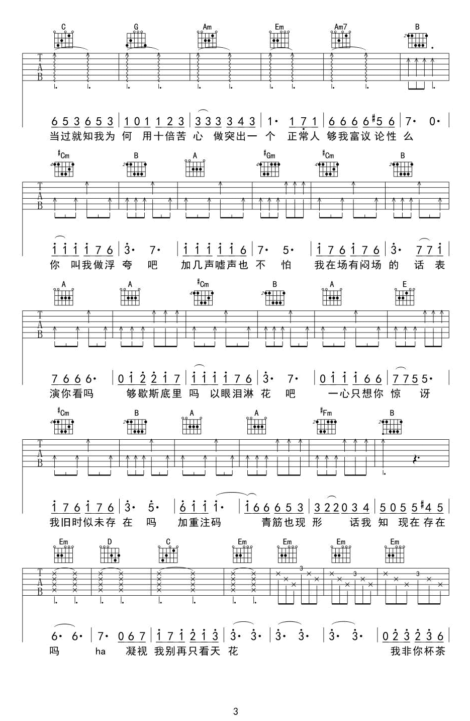 陈奕迅《浮夸》吉他谱