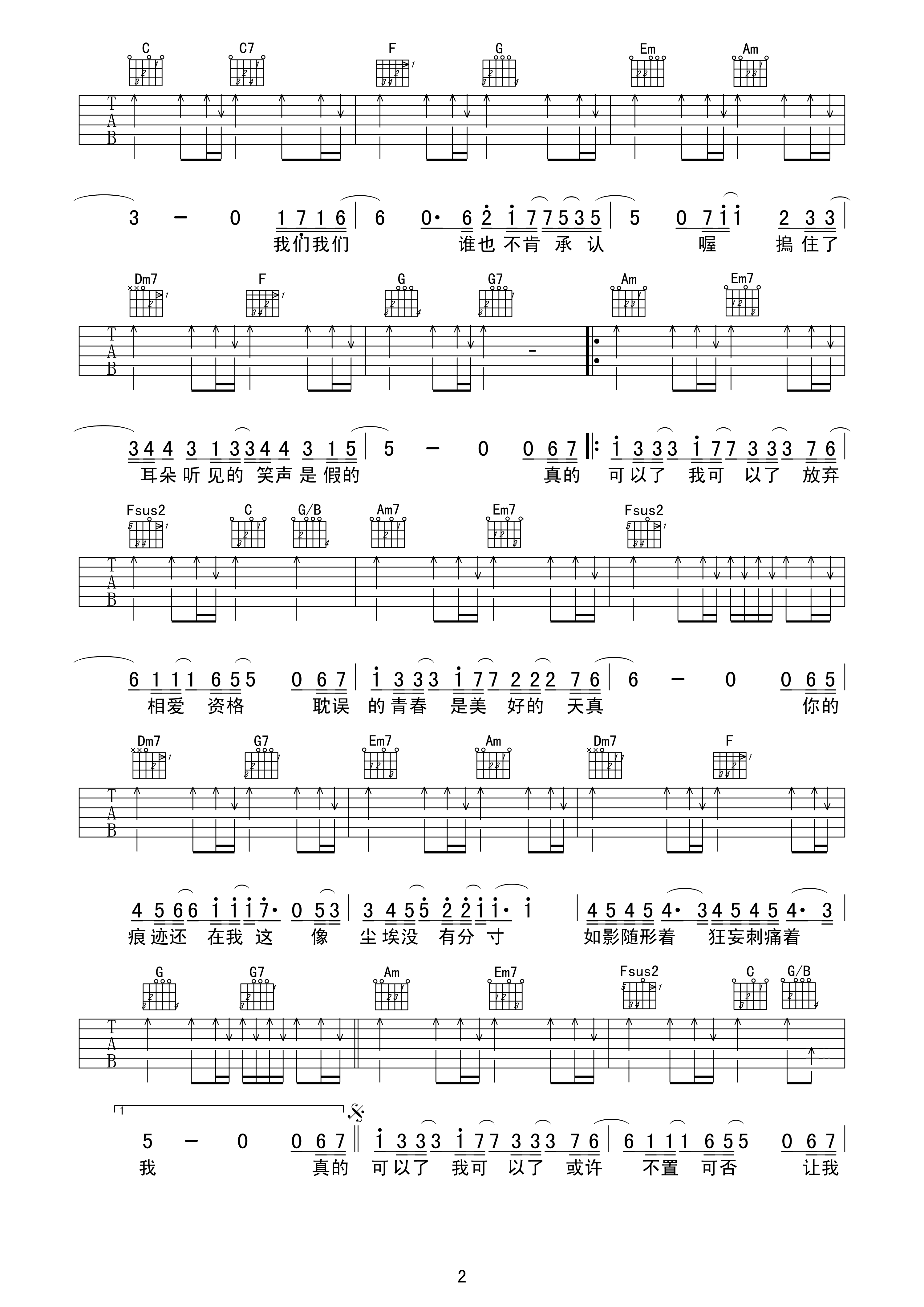 陈奕迅《可以了》吉他谱