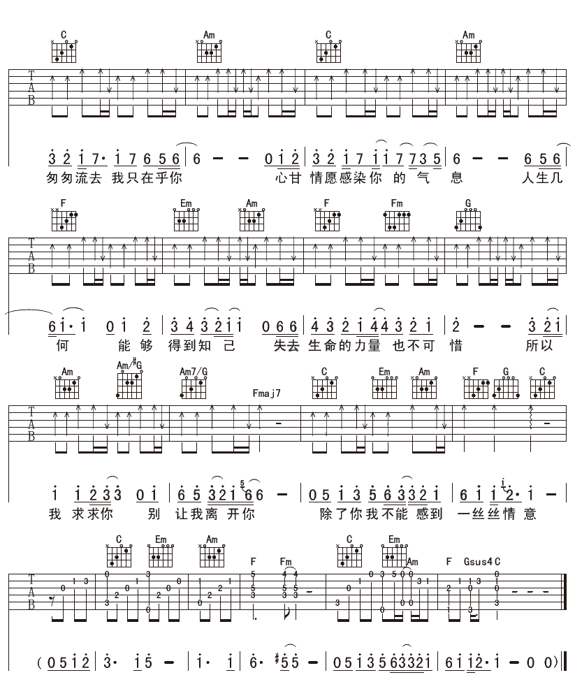 邓丽君《我只在乎你》吉他谱