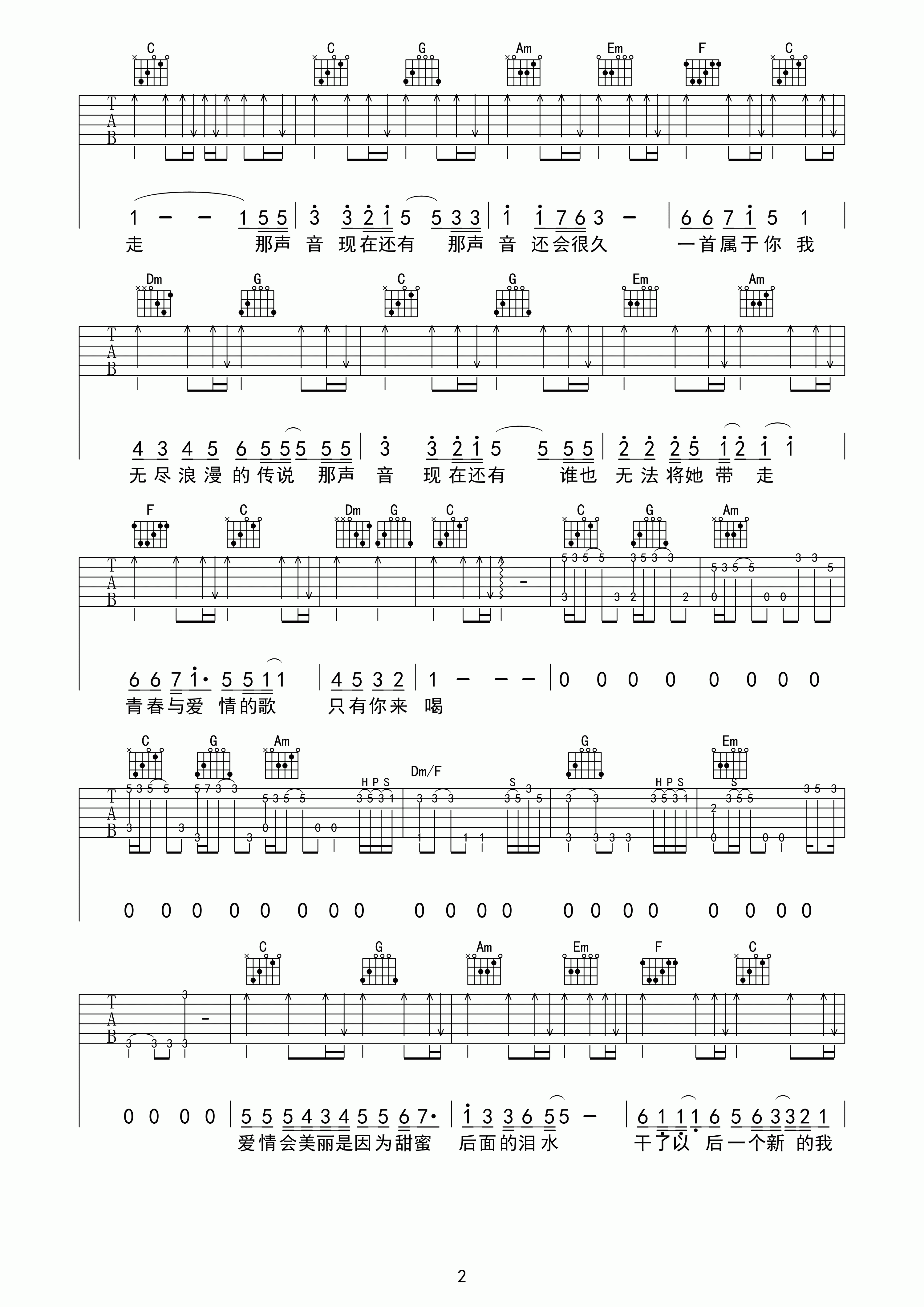 伍佰《青春与爱情》吉他谱