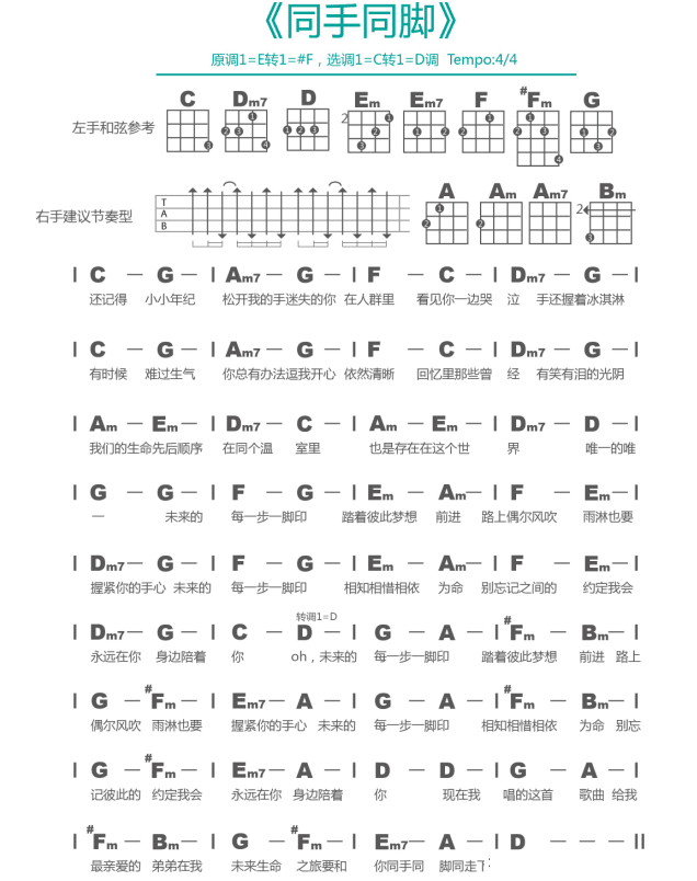 温岚《同手同脚尤克里里》吉他谱