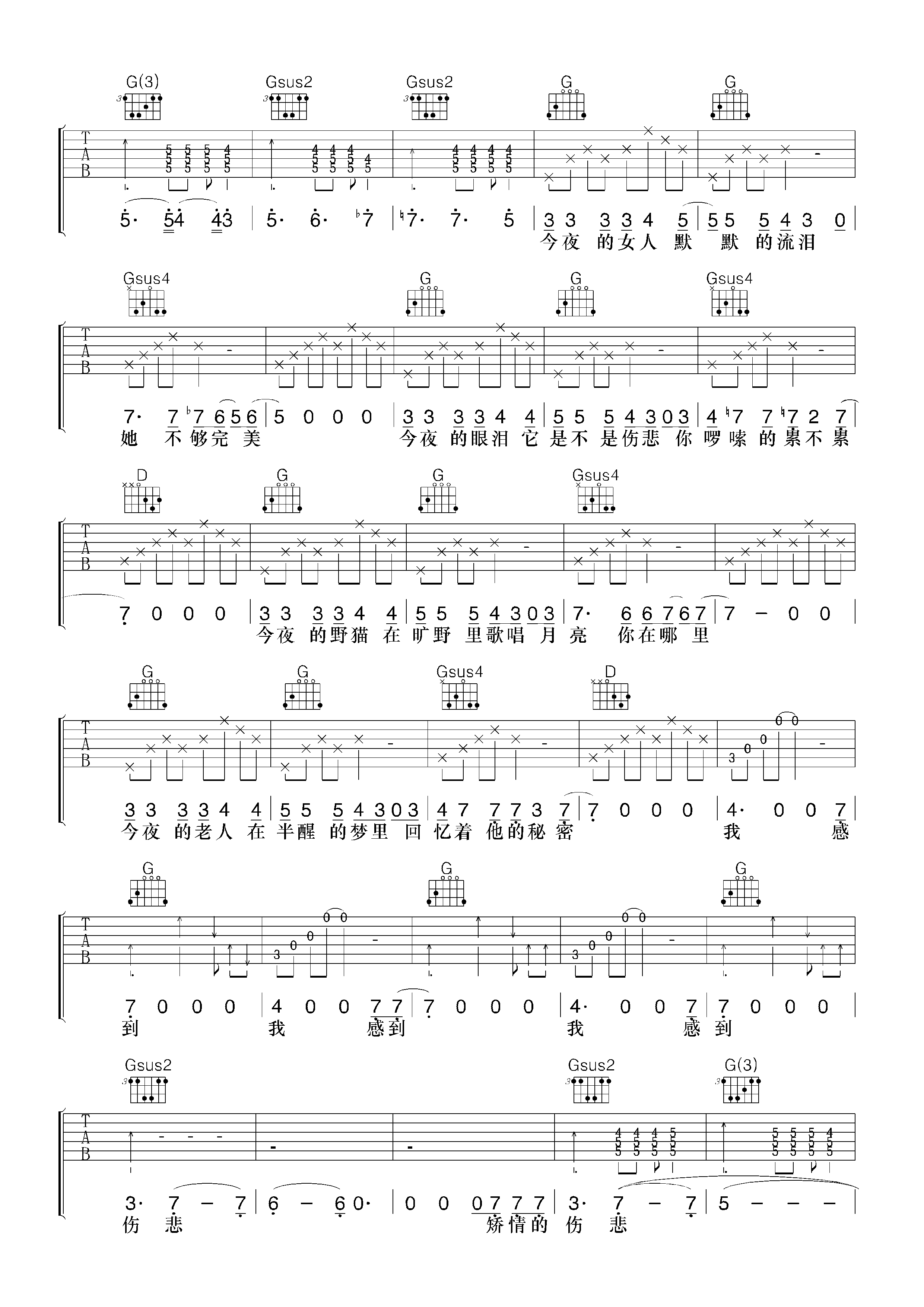 赵照《矫情的伤悲》吉他谱