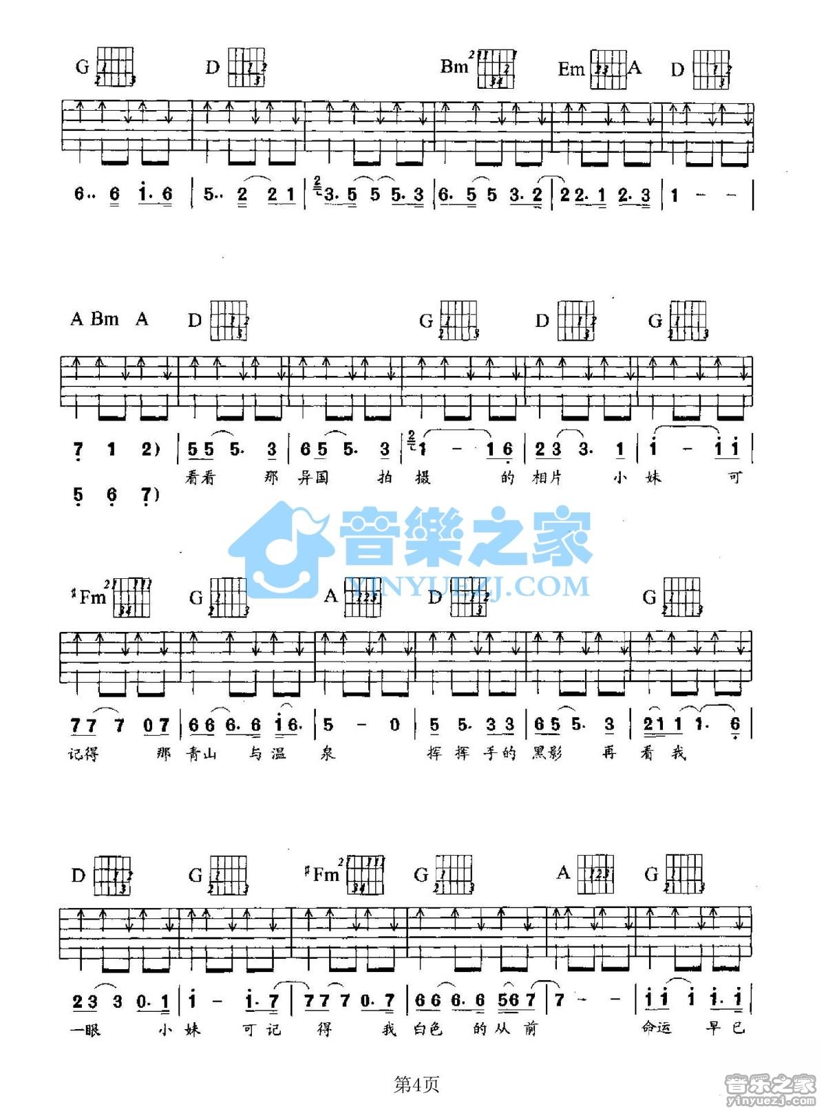 罗大佑《小妹》D调吉他谱
