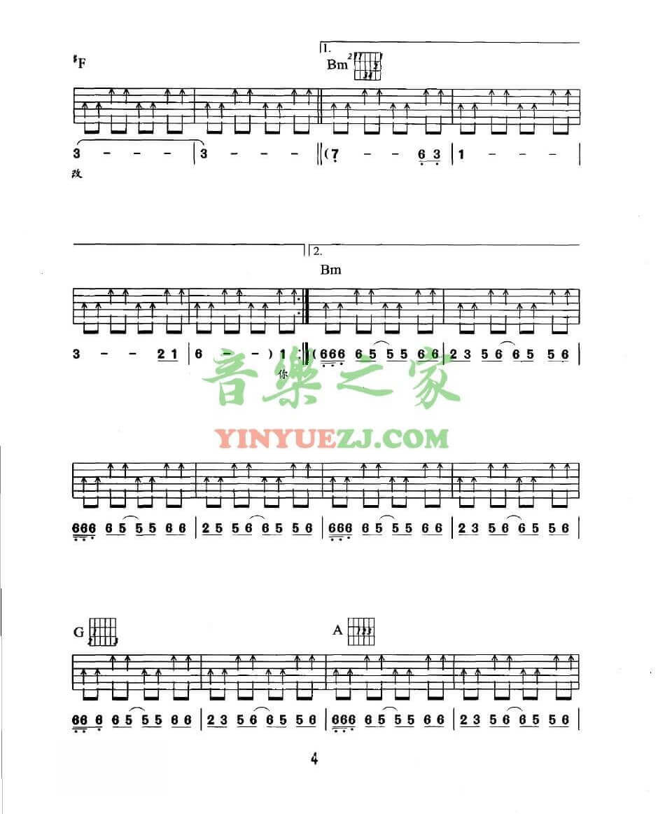 Beyond《我是愤怒扫弦》D调吉他谱