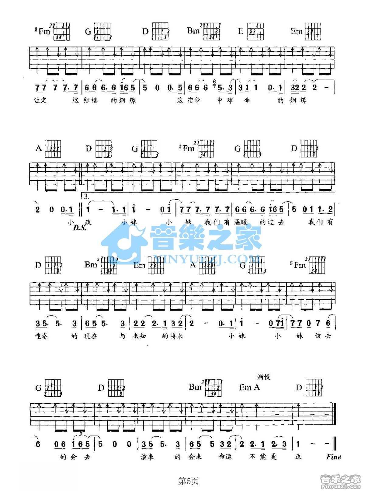 罗大佑《小妹》D调吉他谱