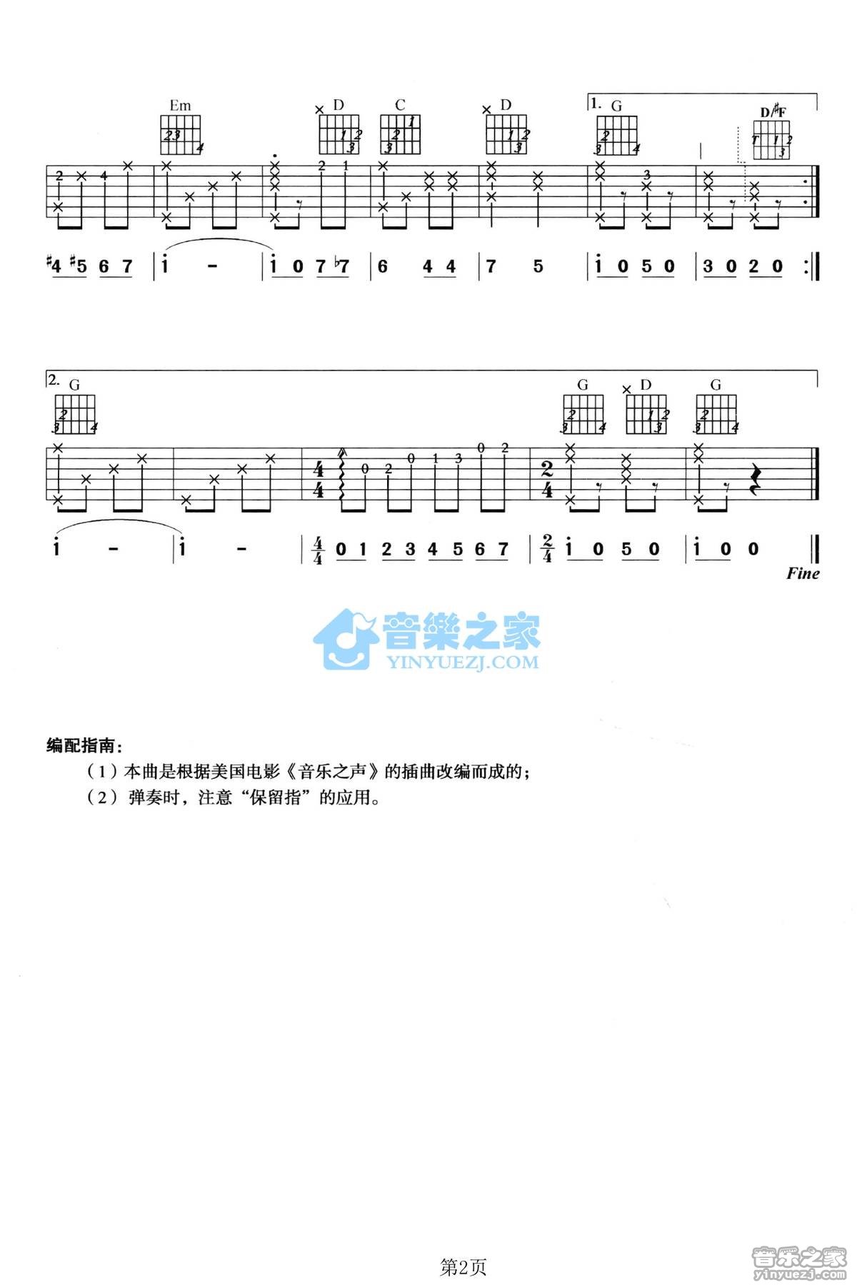 美国歌曲《哆唻咪》C调吉他谱