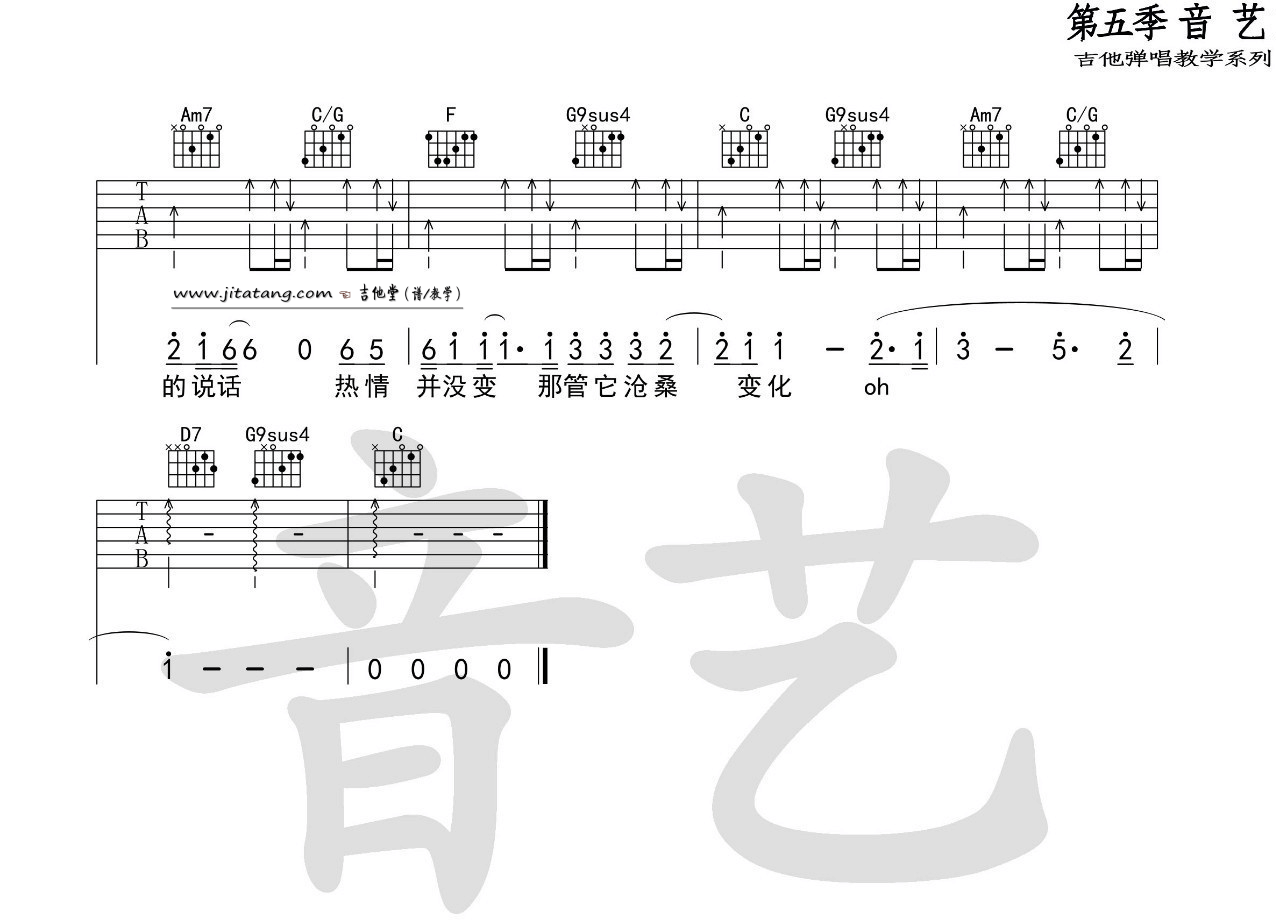 张学友《遥远的她》C调吉他谱