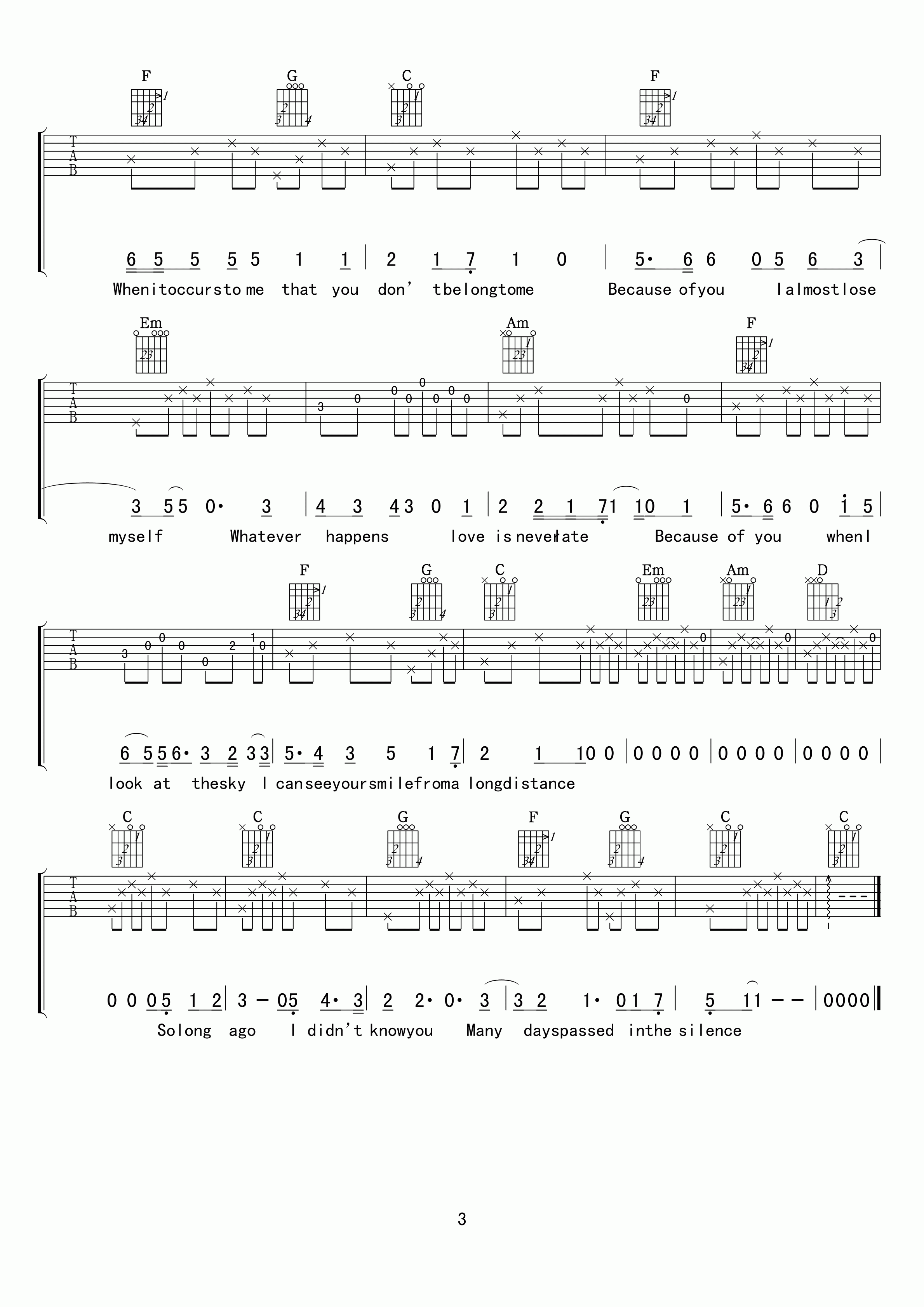 dry cell《So long ago》D调吉他谱
