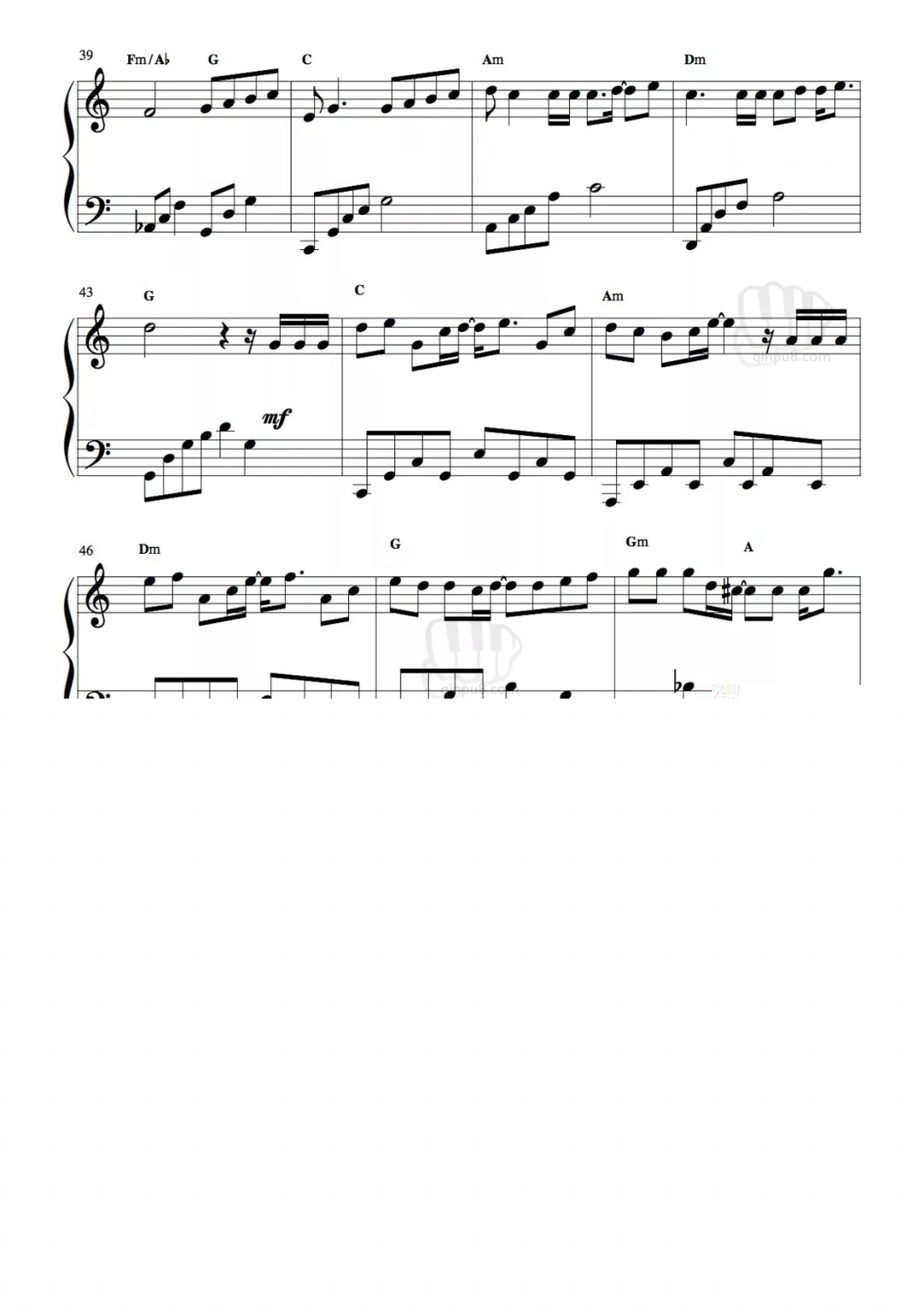 经典歌曲《爱了很久的朋友》钢琴谱五线谱