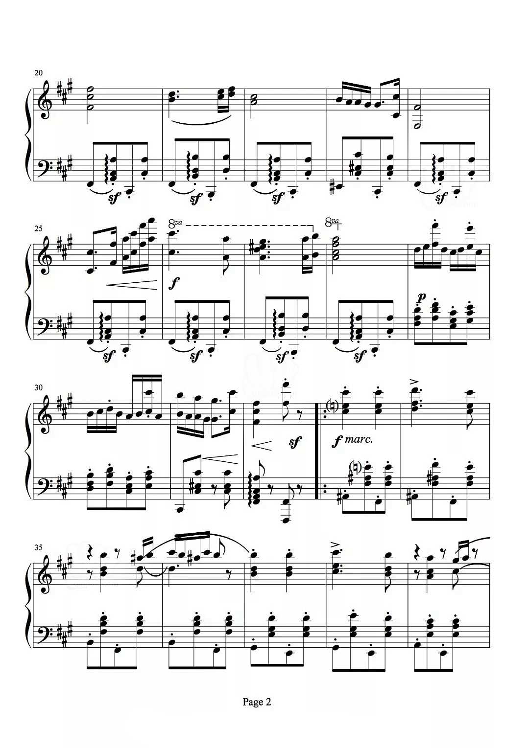 轻音乐《匈牙利舞曲第五号》钢琴谱五线谱