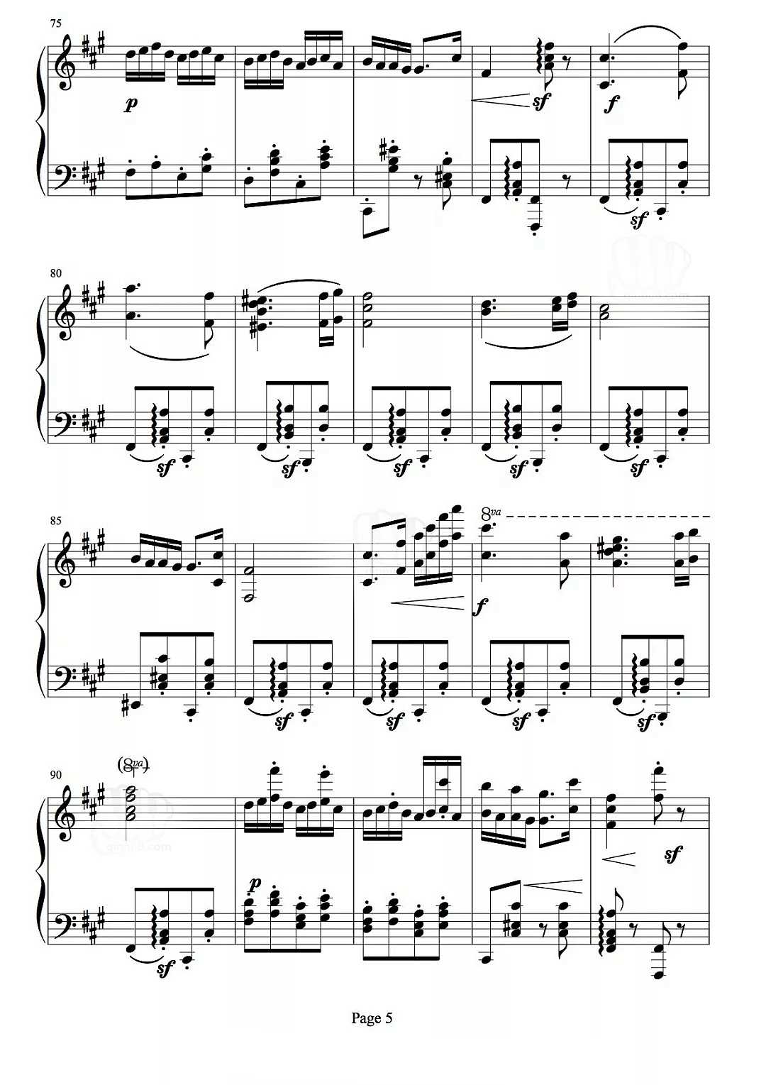 轻音乐《匈牙利舞曲第五号》钢琴谱五线谱