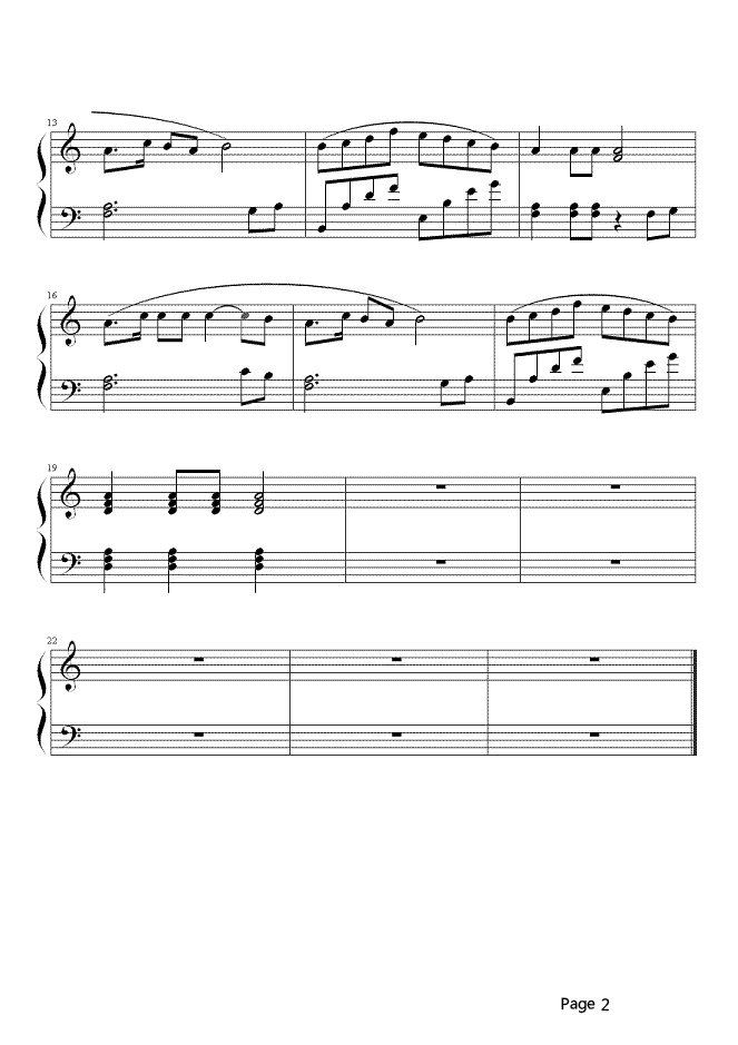 王洛宾《青春舞曲》钢琴谱五线谱