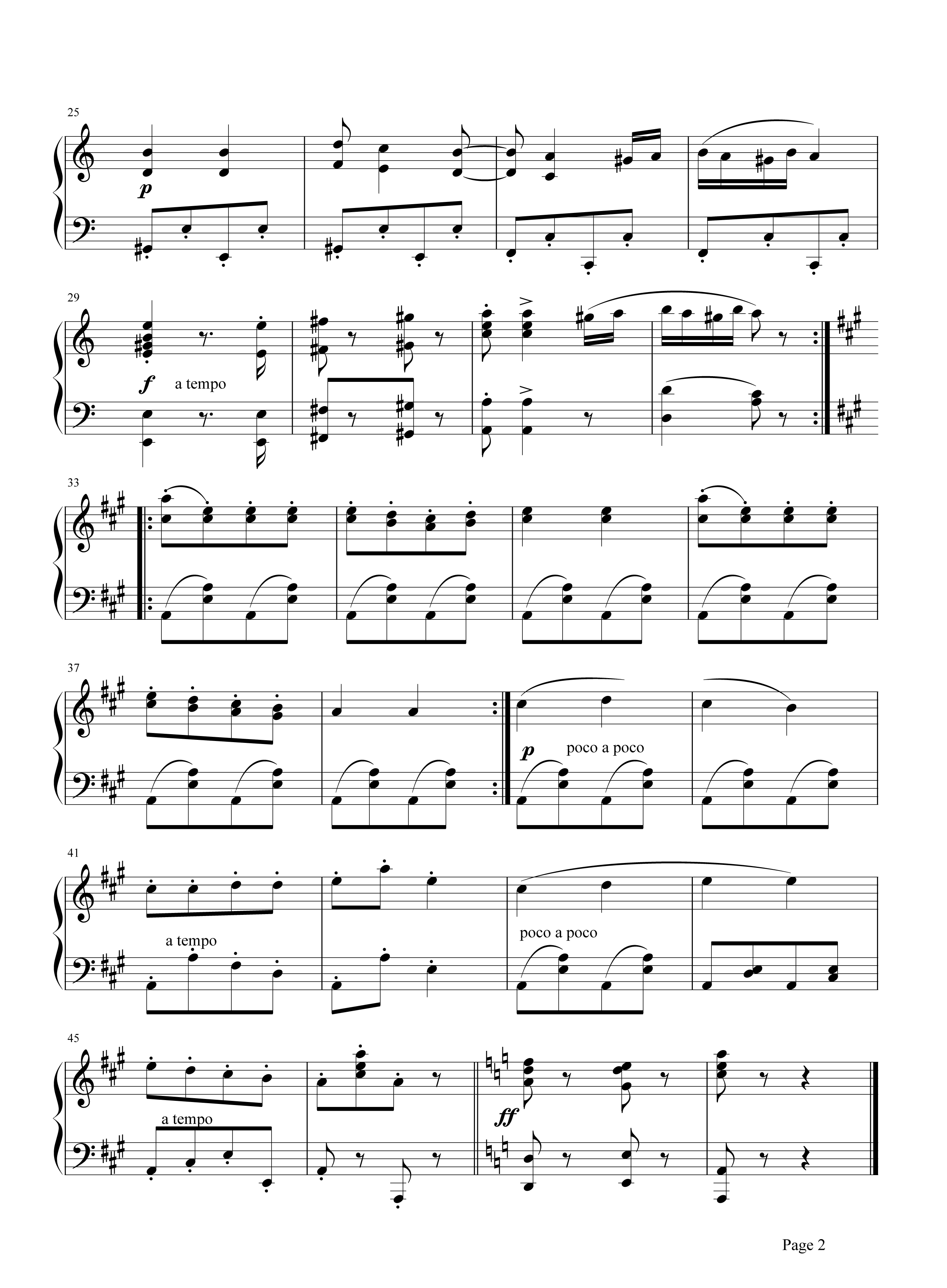 轻音乐《匈牙利舞曲第五号》钢琴谱五线谱