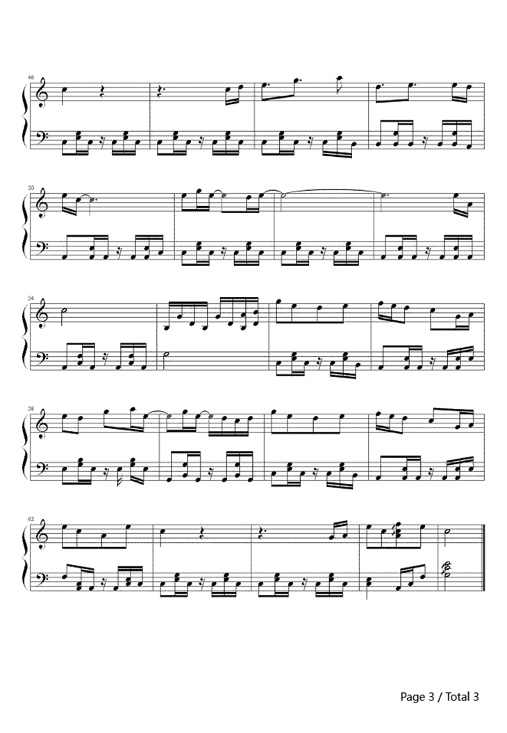 张悬《宝贝》钢琴谱五线谱