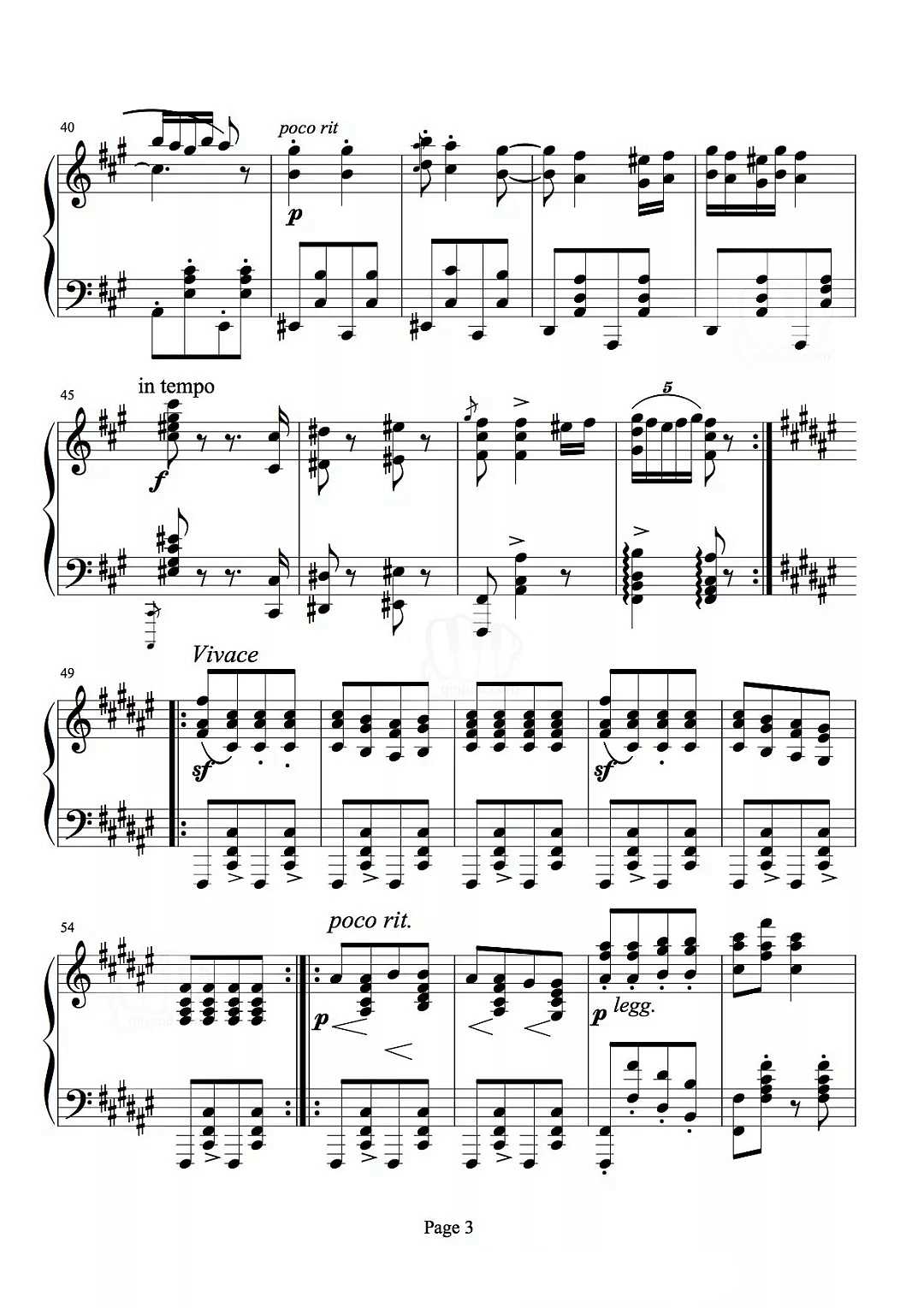 轻音乐《匈牙利舞曲第五号》钢琴谱五线谱