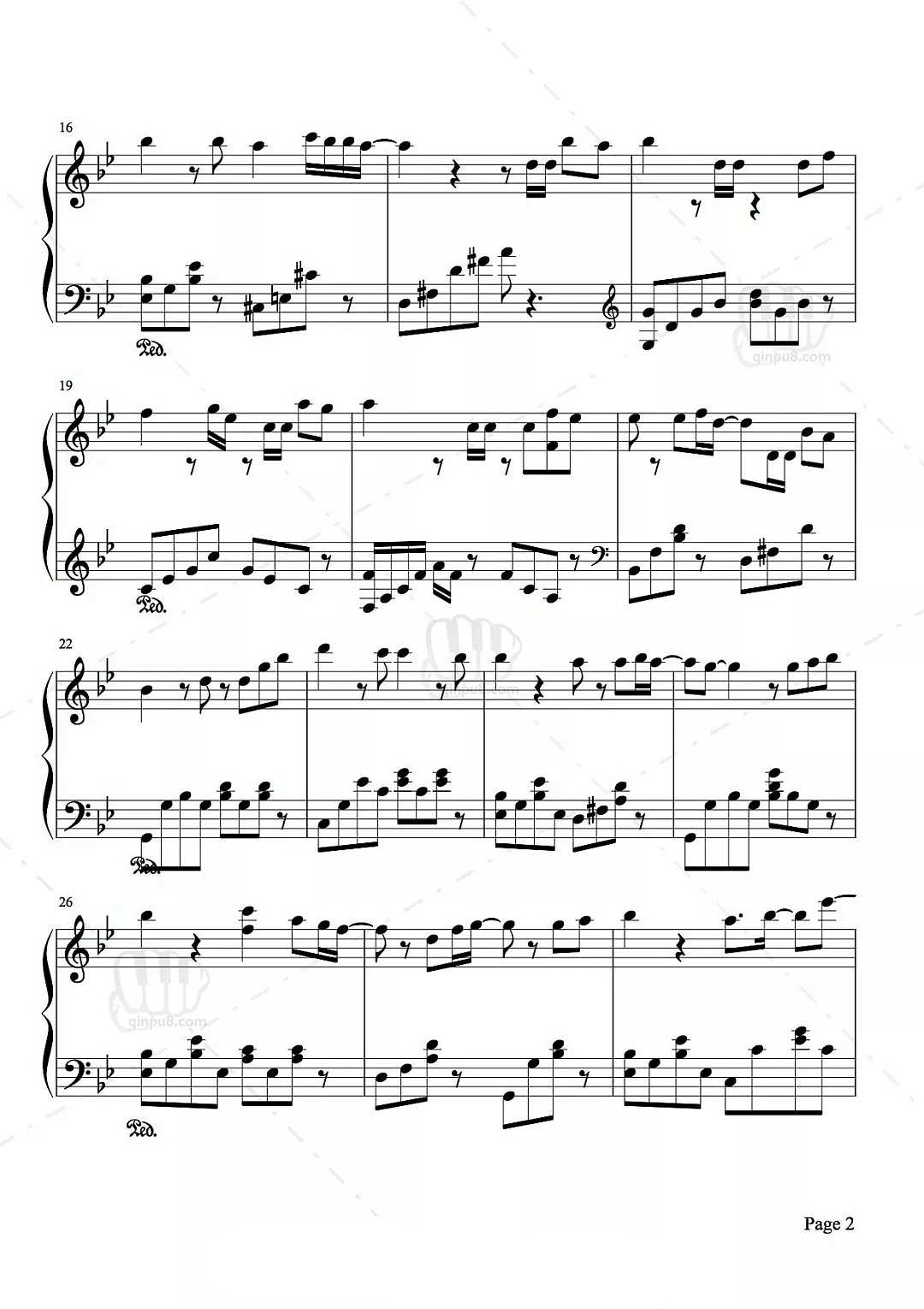 李克勤《月半小夜曲》钢琴谱五线谱