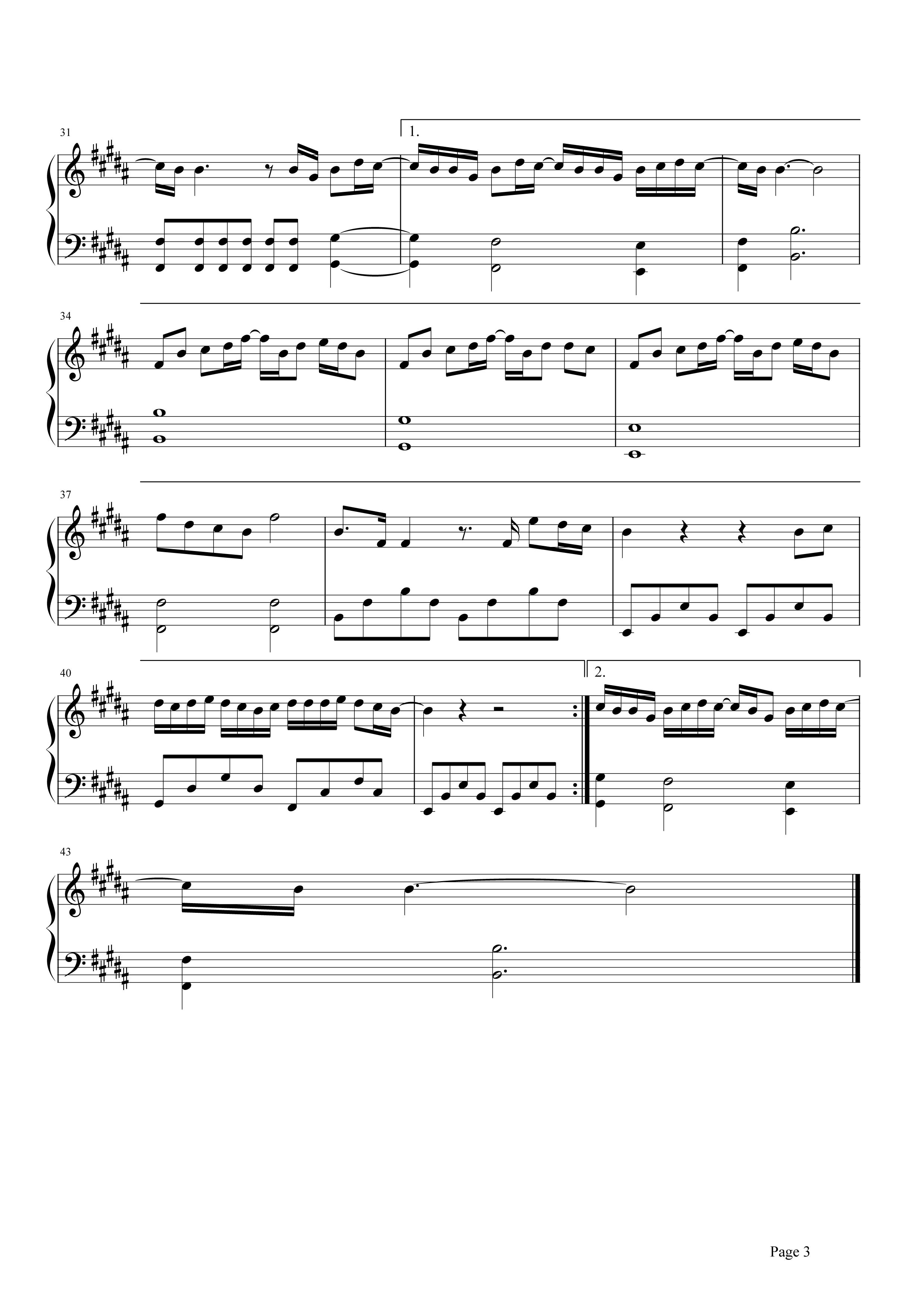 RADWIMPS《前前前世》钢琴谱五线谱