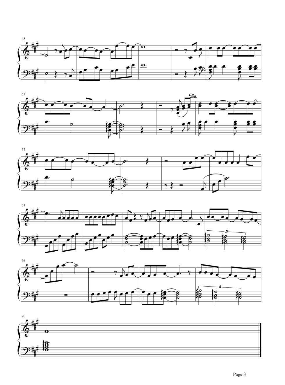 陈柏霖《我不会喜欢你》钢琴谱五线谱