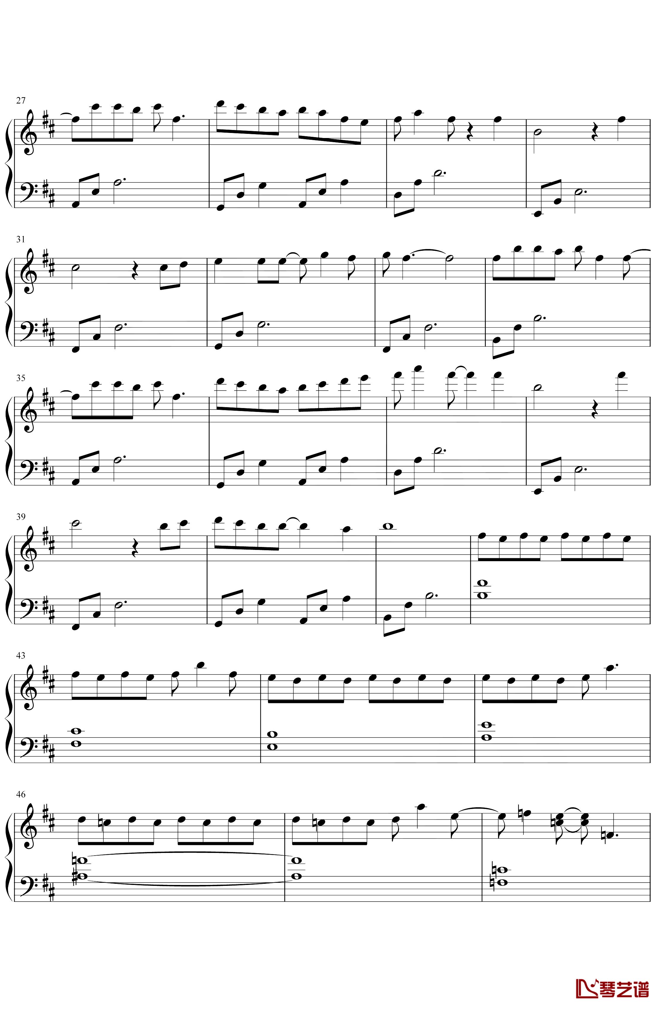 胡夏/郁可唯《知否知否》钢琴谱五线谱