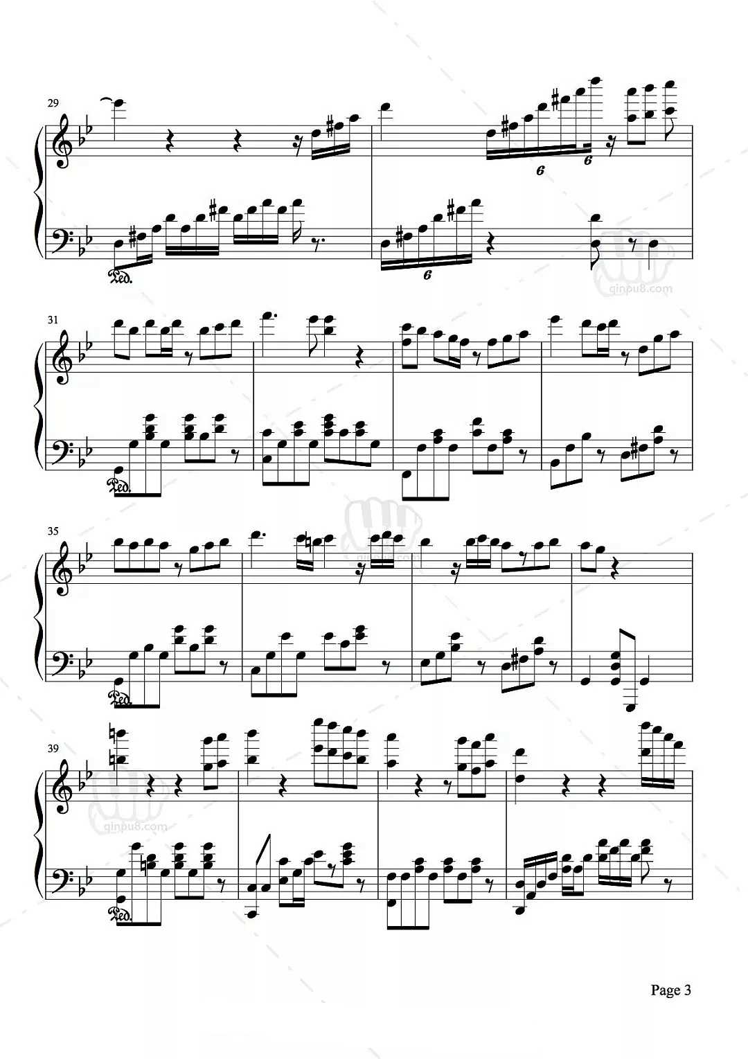 李克勤《月半小夜曲》钢琴谱五线谱