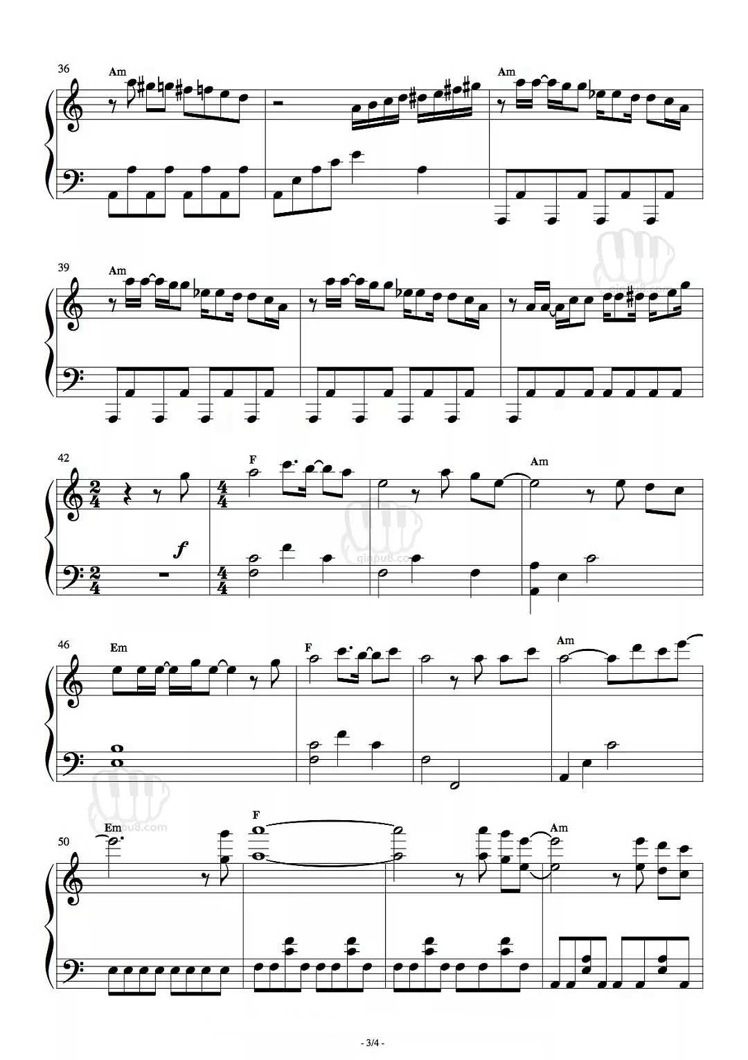 五月天《I will carry you》钢琴谱五线谱