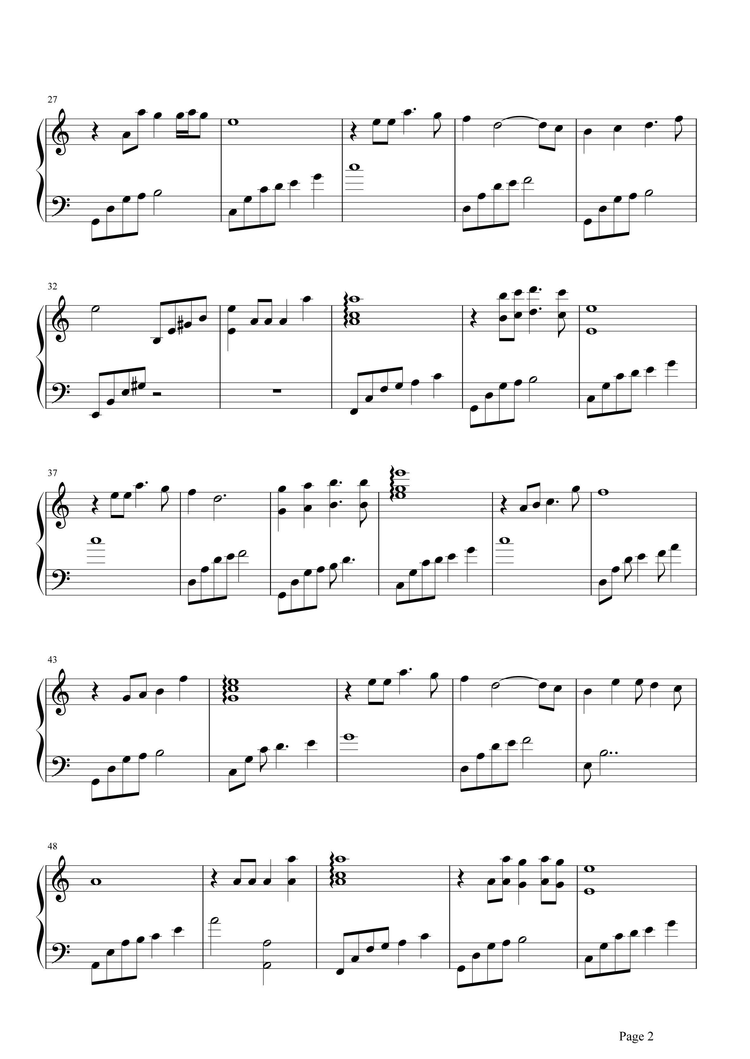李健《贝加尔湖畔》钢琴谱五线谱