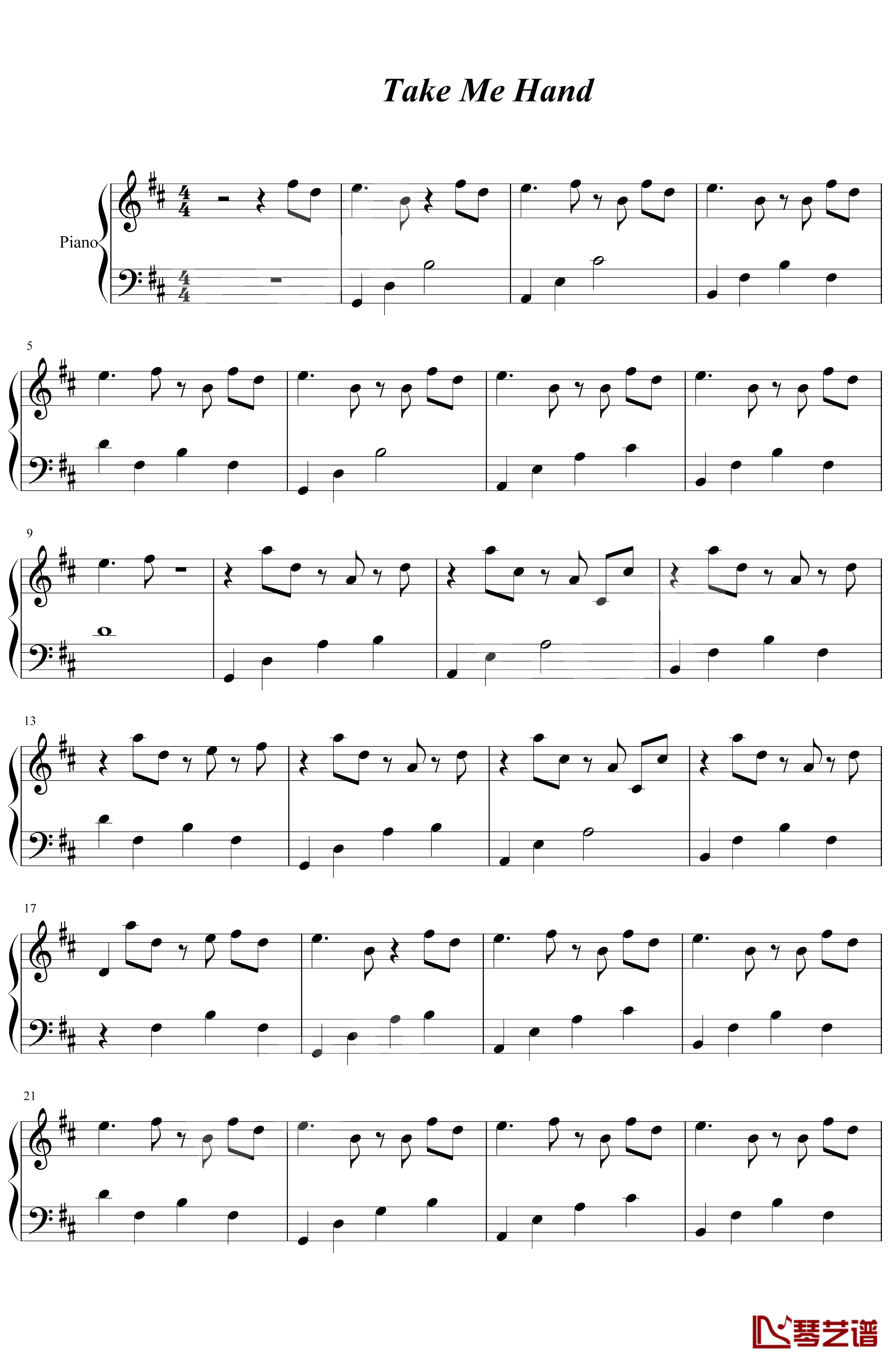 Cecile Corbel《Take Me Hand》钢琴谱五线谱
