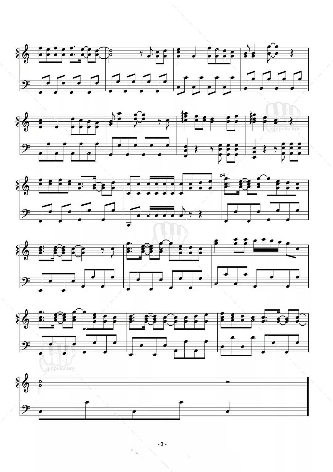 tfboys《青春修炼手册》钢琴谱五线谱