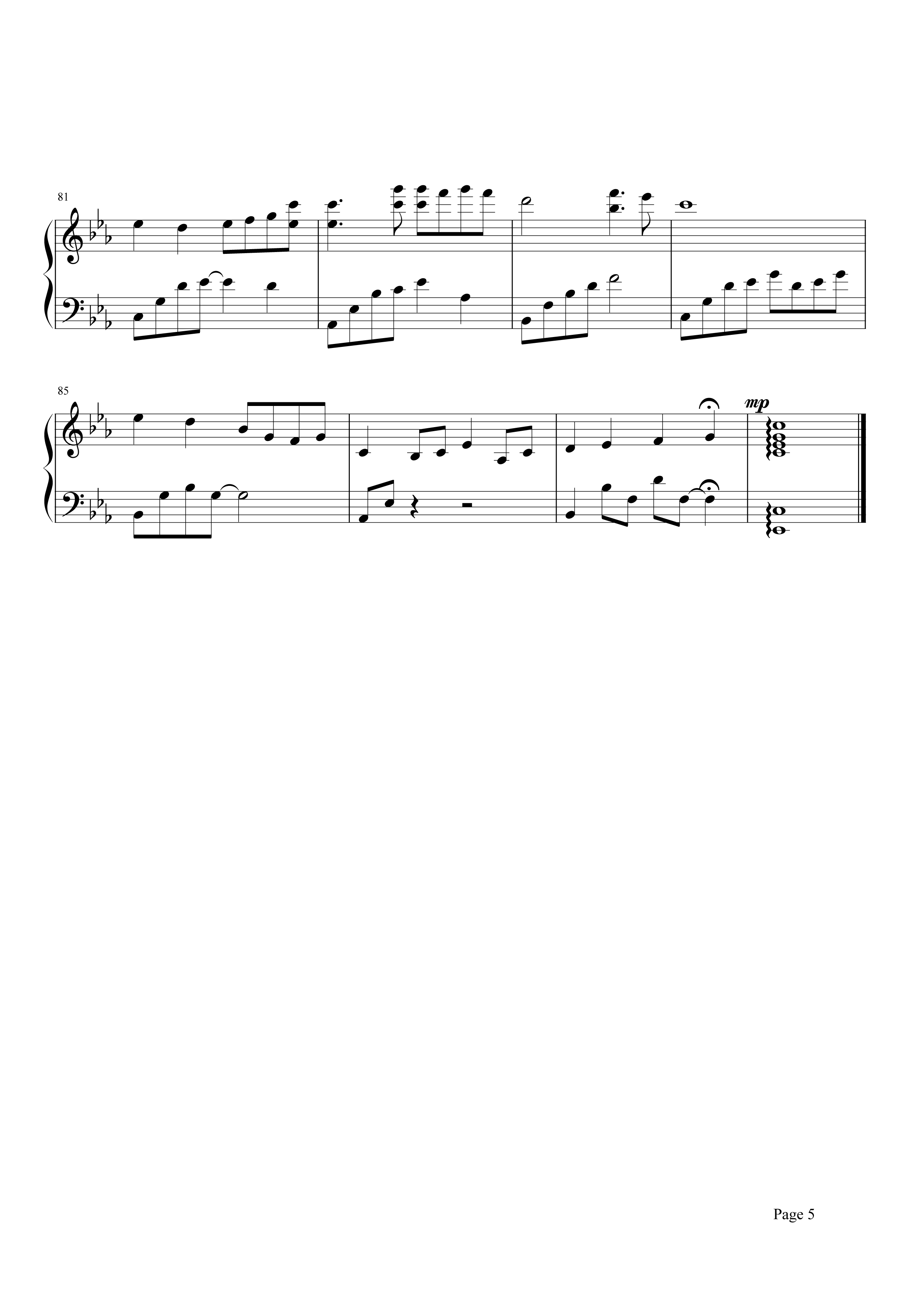 轻音乐《夜的钢琴曲5》钢琴谱五线谱