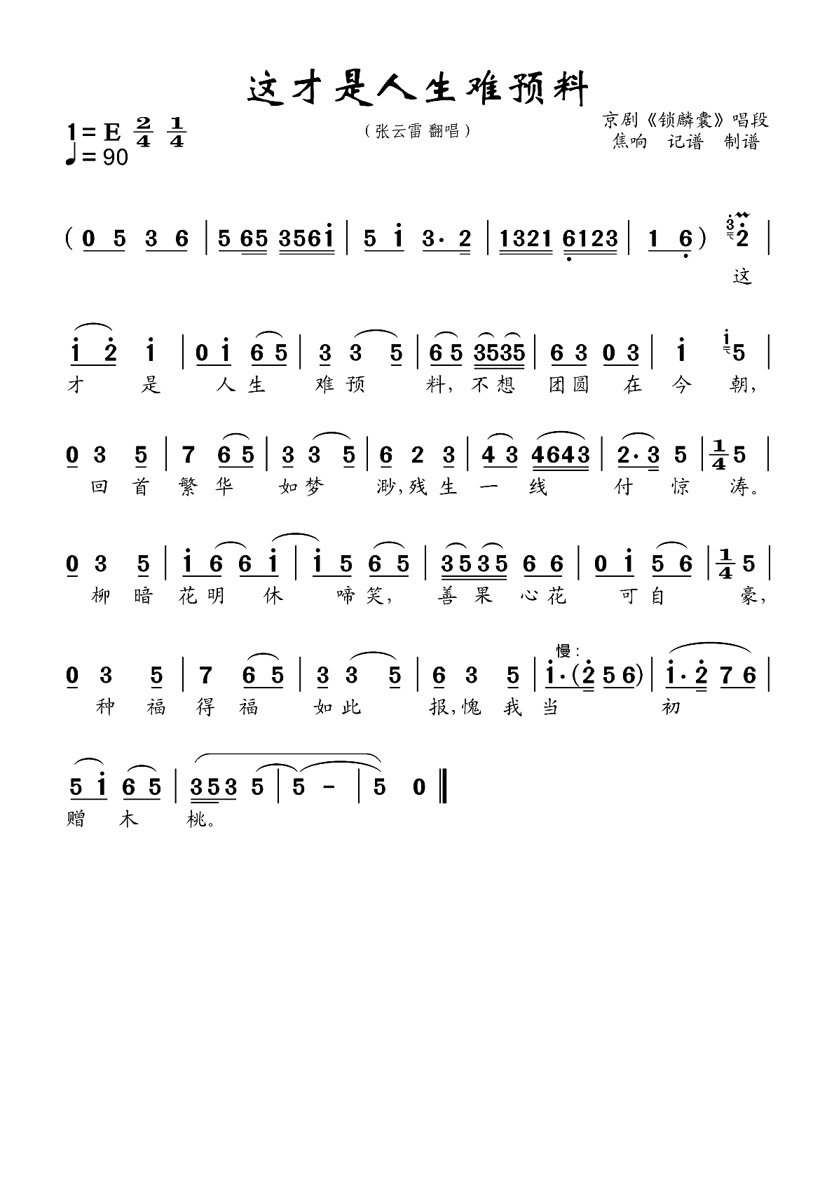 《这才是人生难预料》 简谱