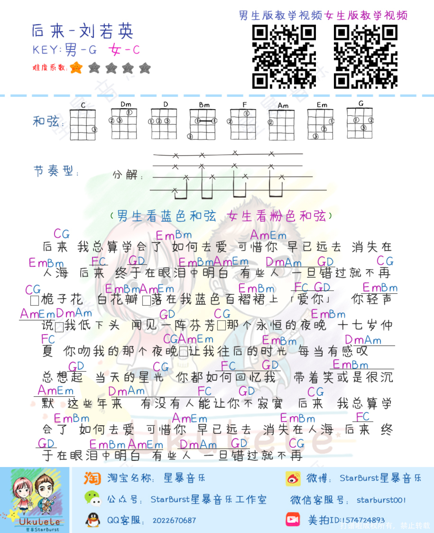 刘若英《后来》尤克里里谱