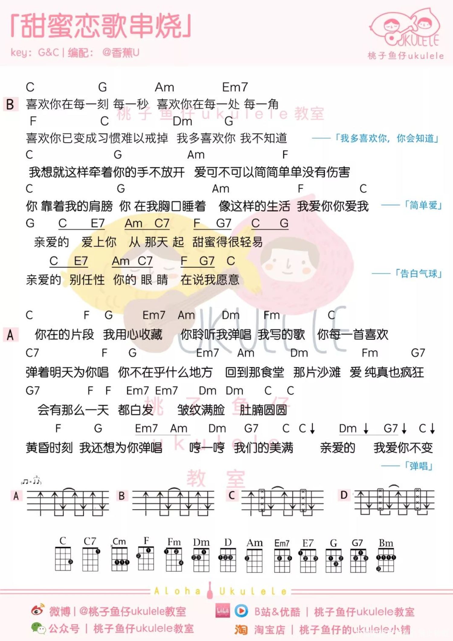 《小甜歌串烧组曲》尤克里里谱